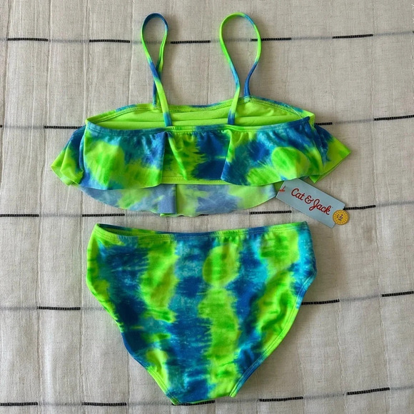 NWT Cat & Jack 2 Piece Swimwear for Girls Green Blue Size L 10/12 - Picture 5 of 9